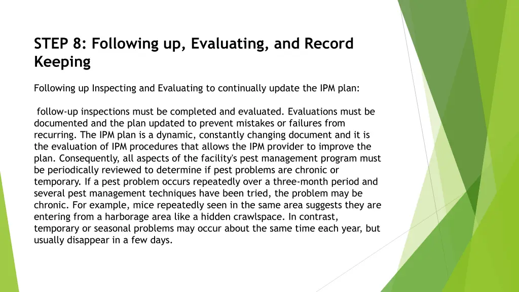 step 8 following up evaluating and record keeping