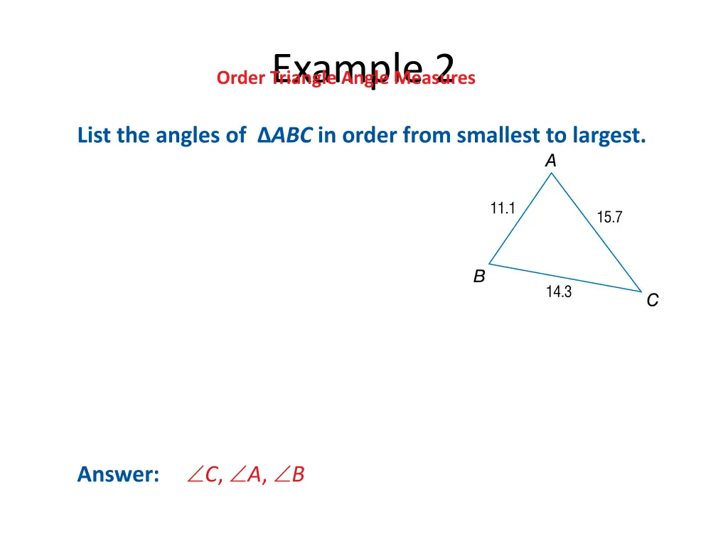 example 2 order triangle angle measures