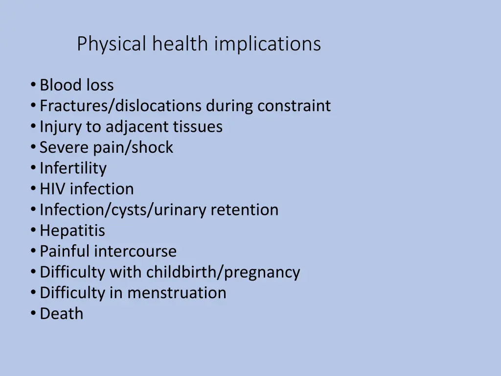 physical health implications