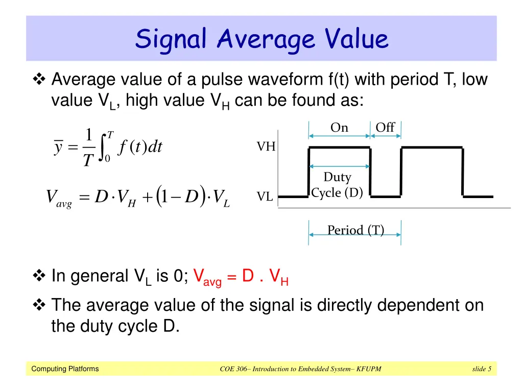 signal average value