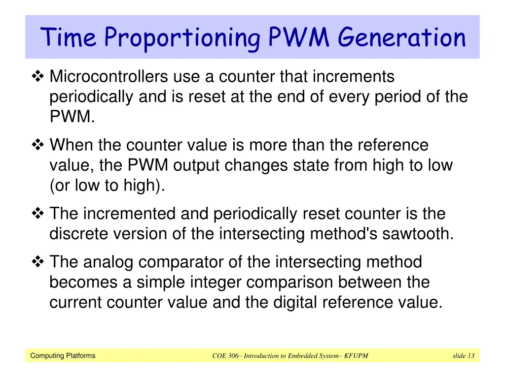 time proportioning pwm generation