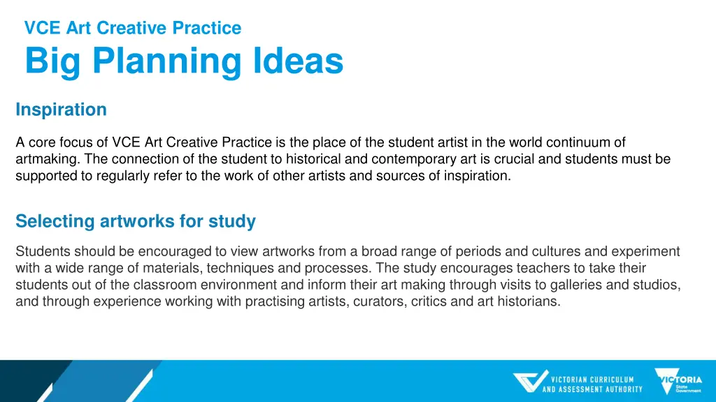 vce art creative practice big planning ideas