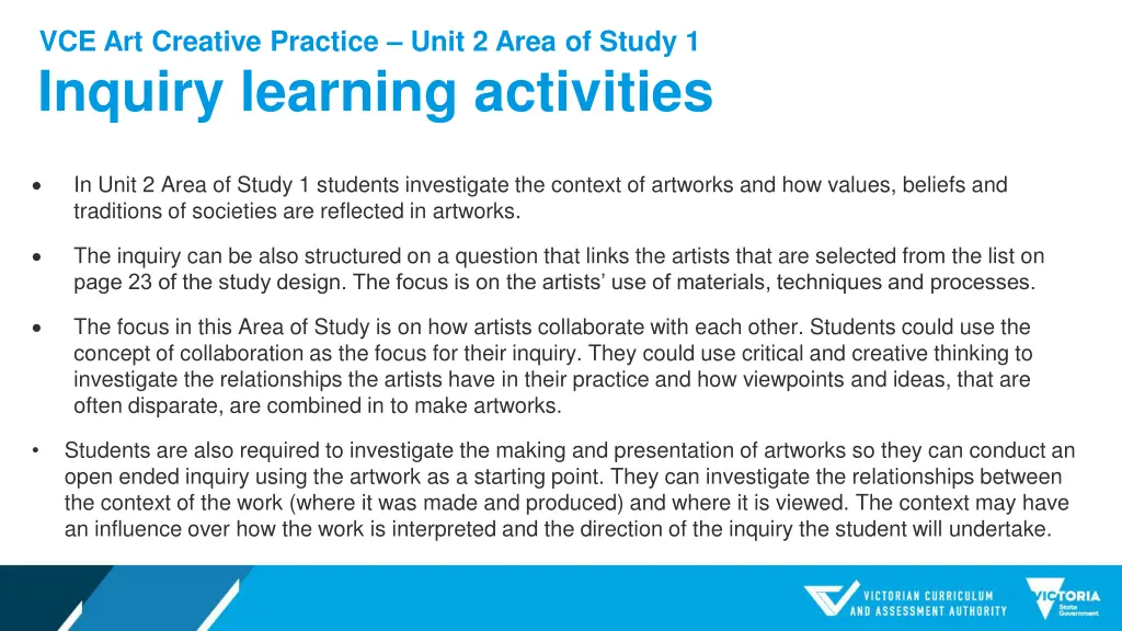 vce art creative practice unit 2 area of study 1