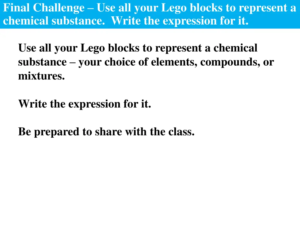 final challenge use all your lego blocks