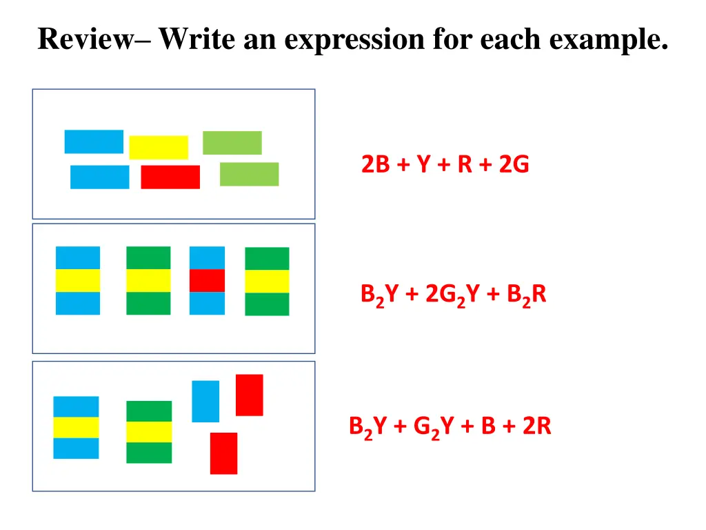 review write an expression for each example