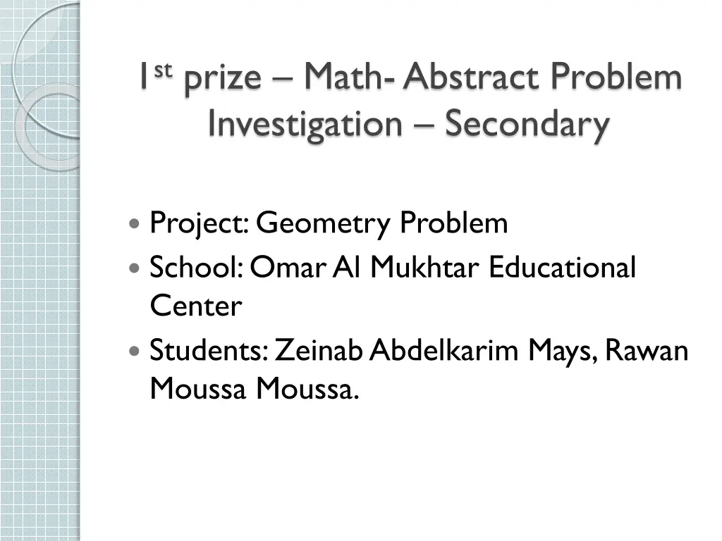 1 st prize math abstract problem investigation 3