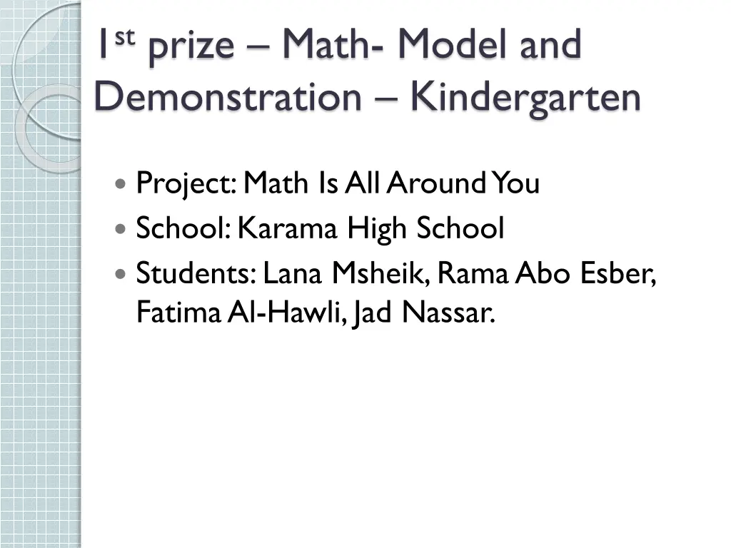 1 st prize math model and demonstration