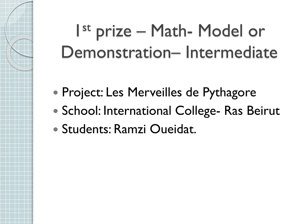 1 st prize math model or demonstration