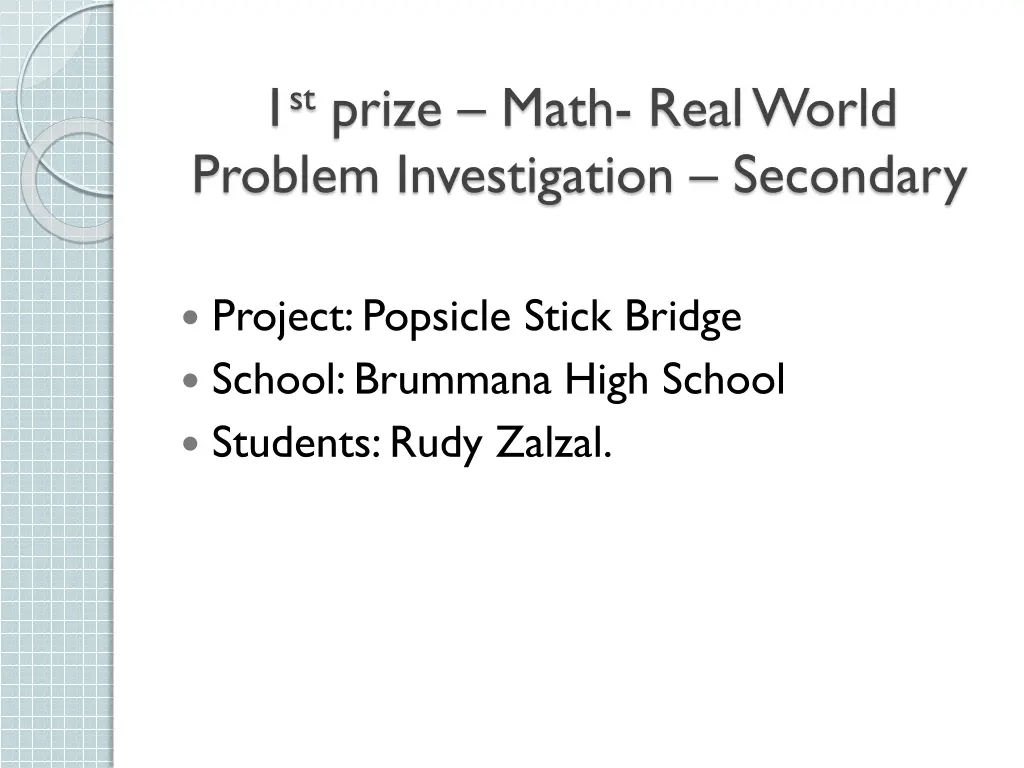 1 st prize math real world problem investigation 2