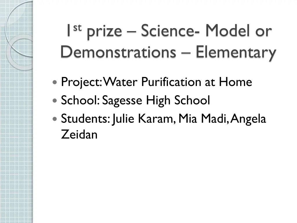 1 st prize science model or demonstrations