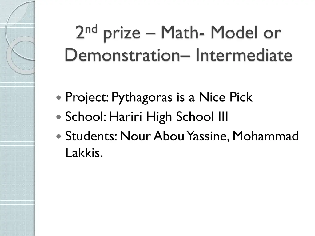 2 nd prize math model or demonstration