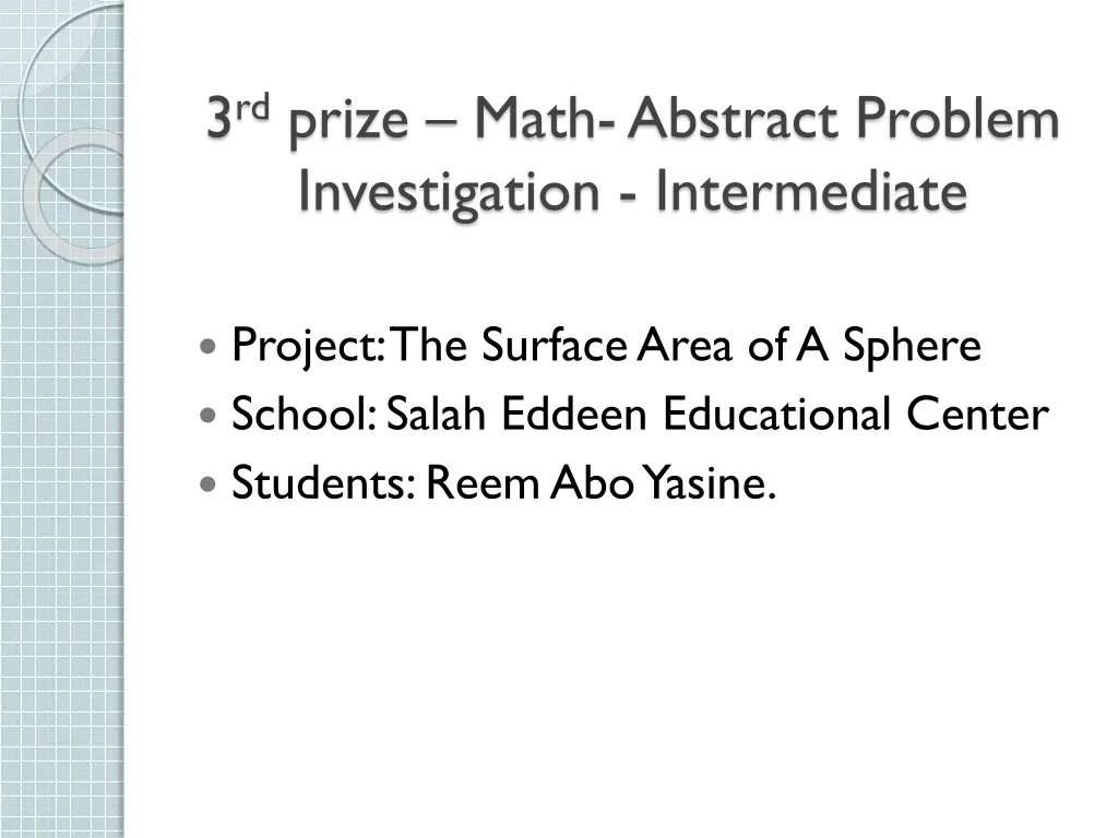 3 rd prize math abstract problem investigation