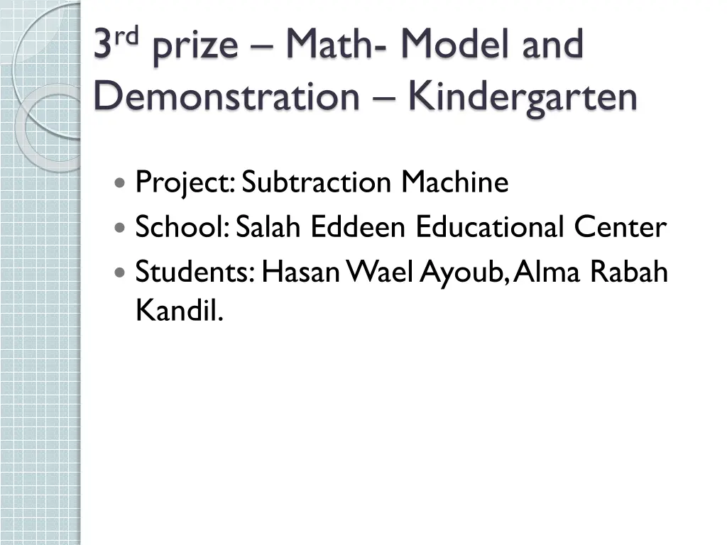 3 rd prize math model and demonstration