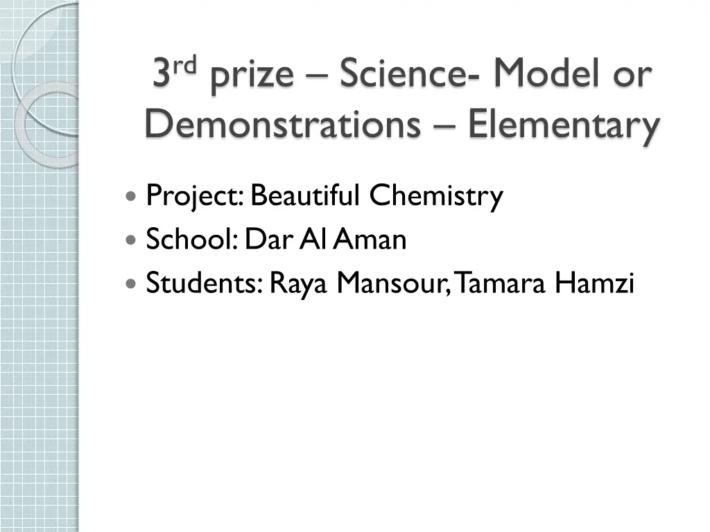 3 rd prize science model or demonstrations