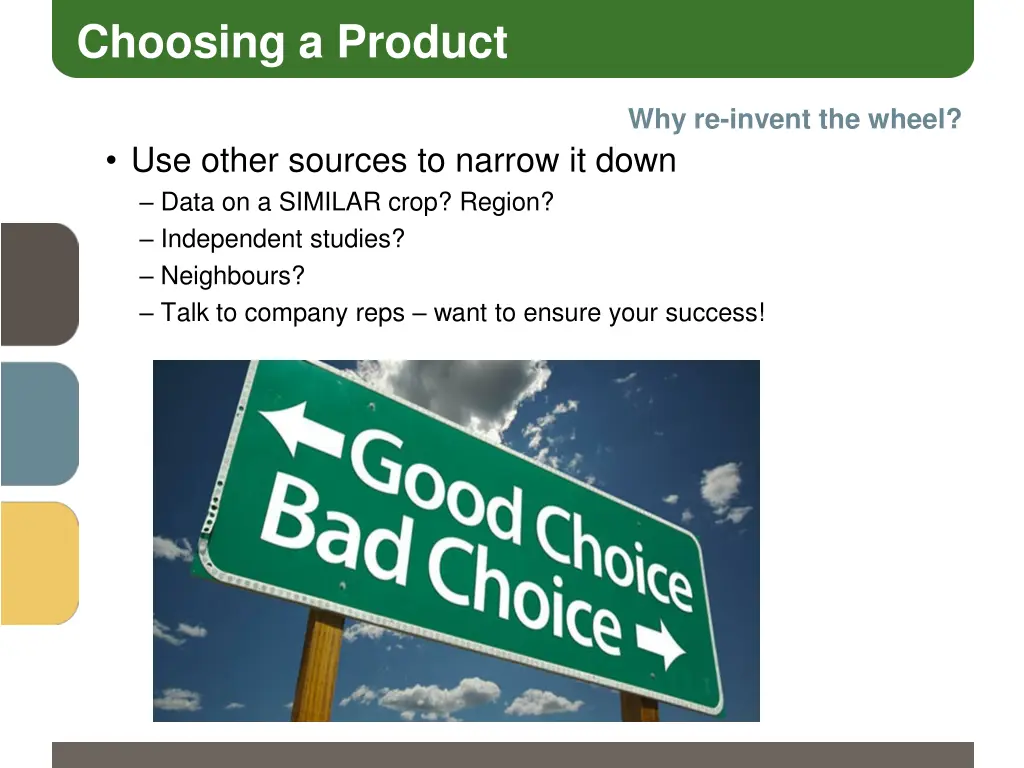 choosing a product