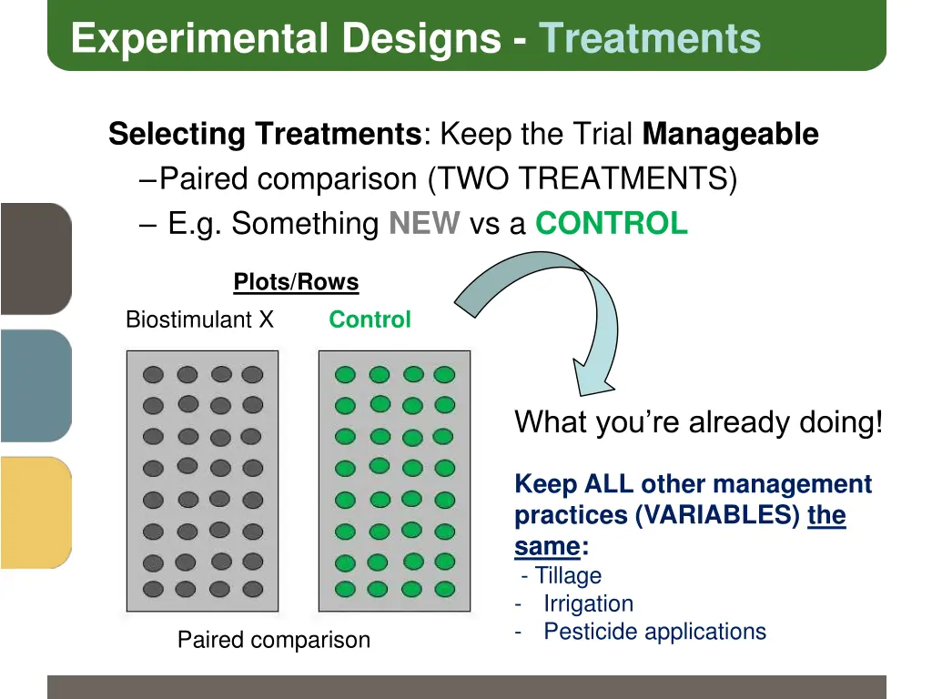 experimental designs treatments