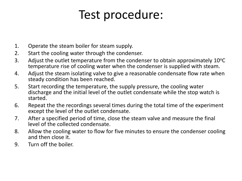 test procedure