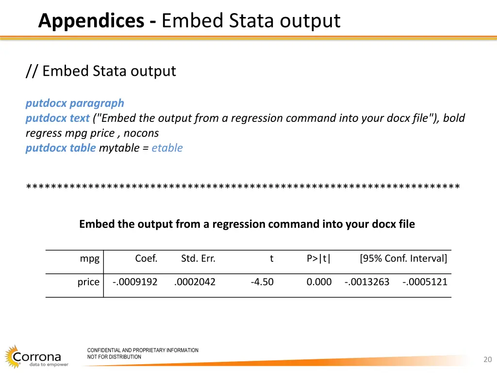 appendices embed stata output