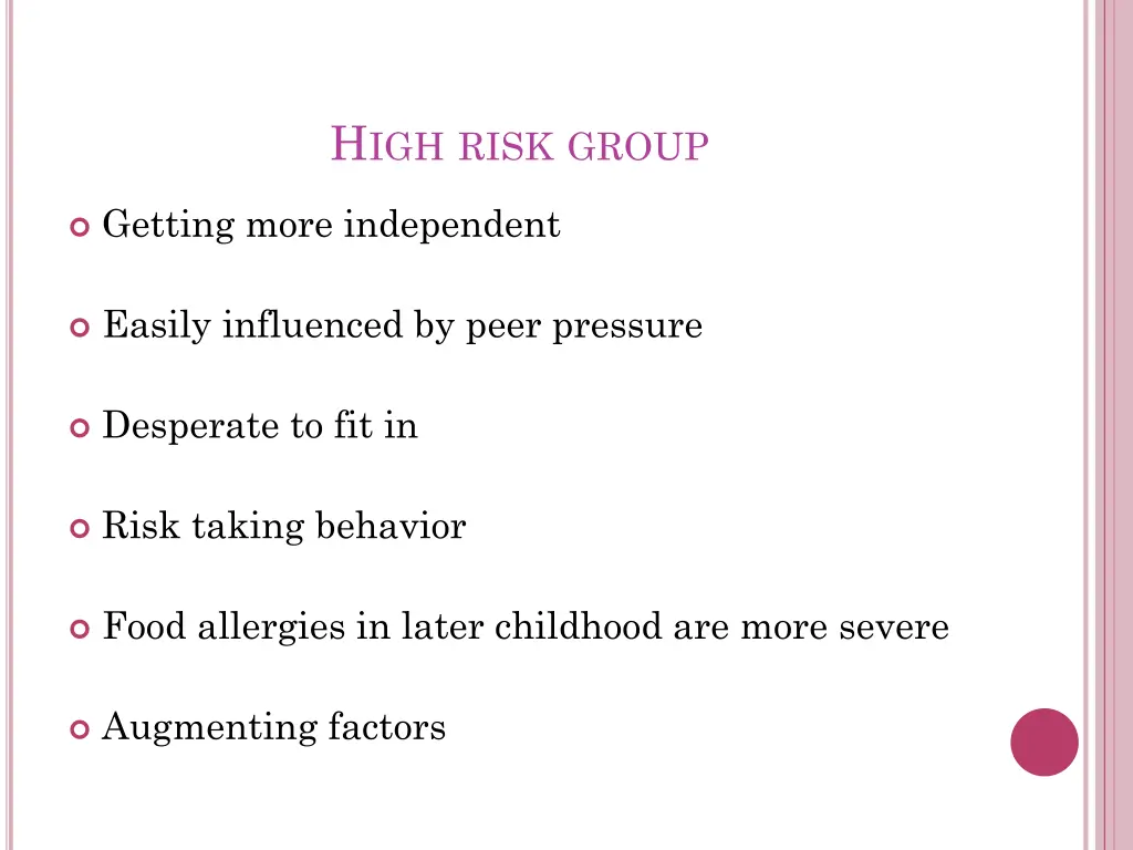 h igh risk group