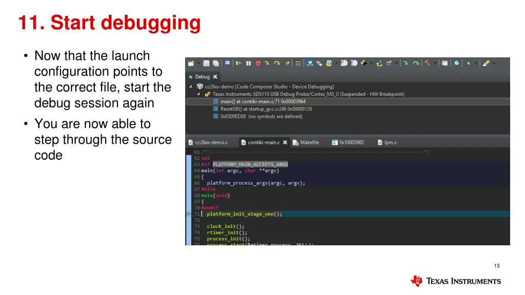 11 start debugging