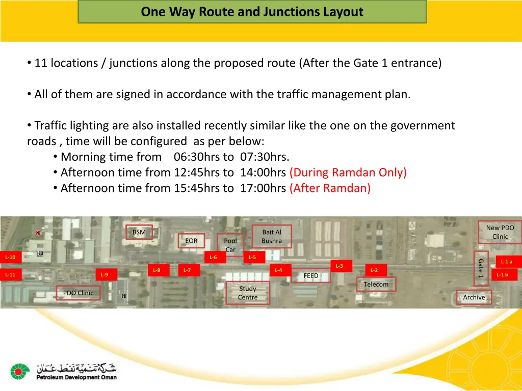 one way route and junctions layout