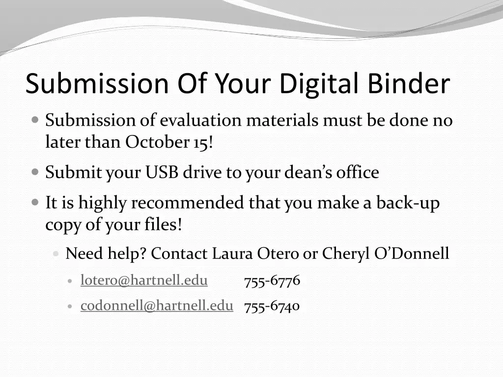 submission of your digital binder