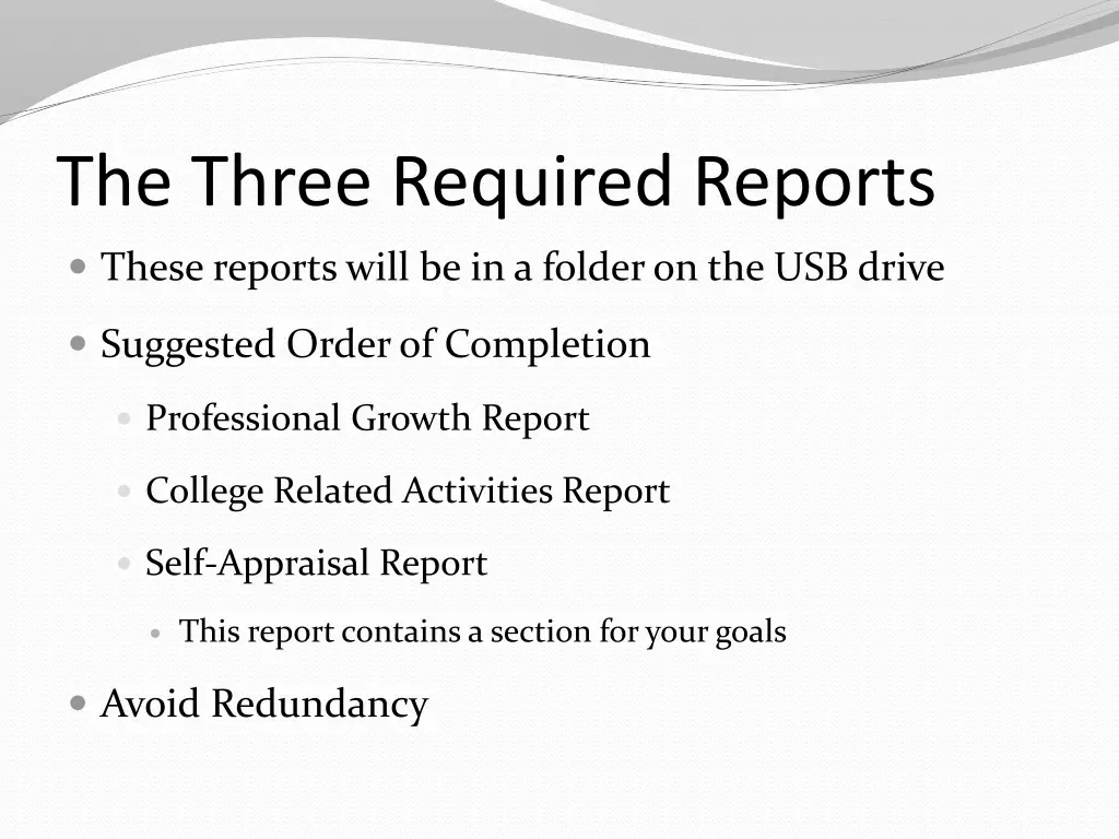 the three required reports