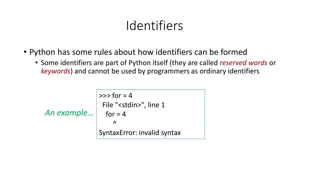 identifiers 3