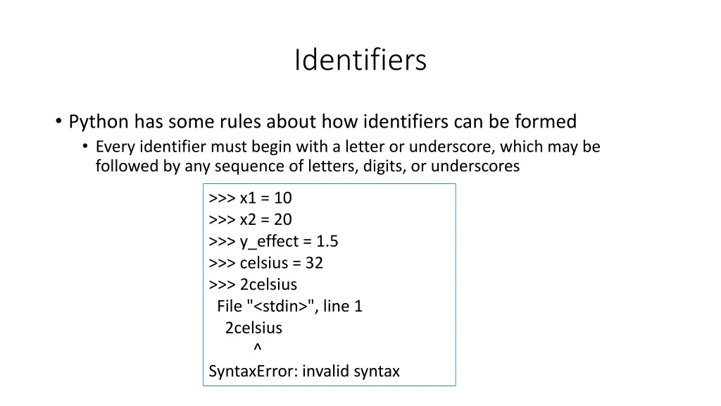 identifiers