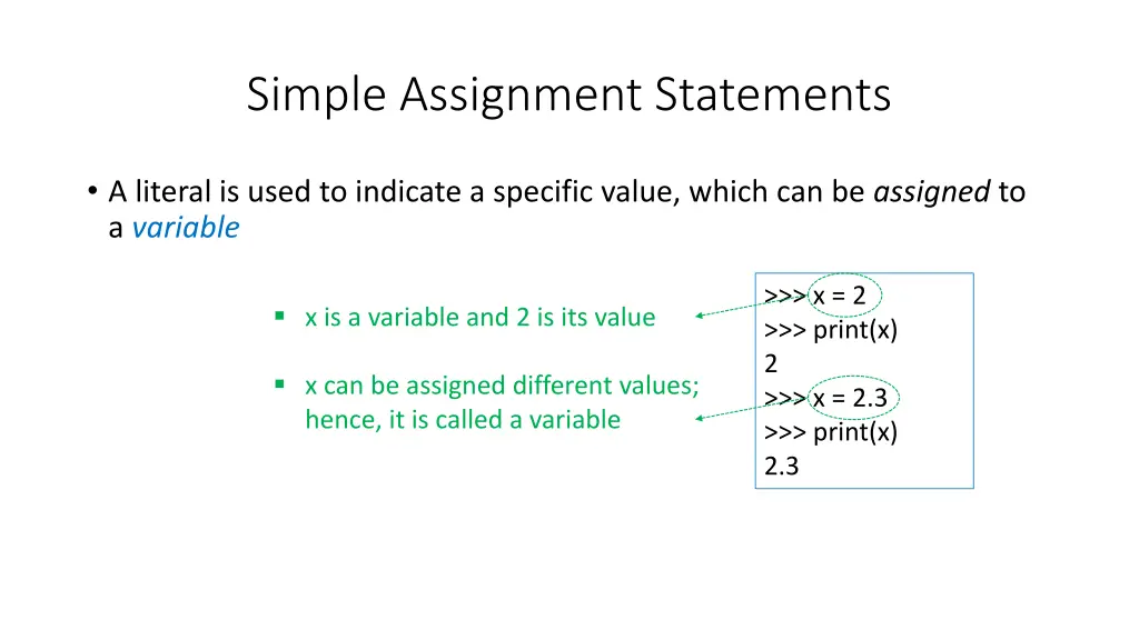 simple assignment statements 1