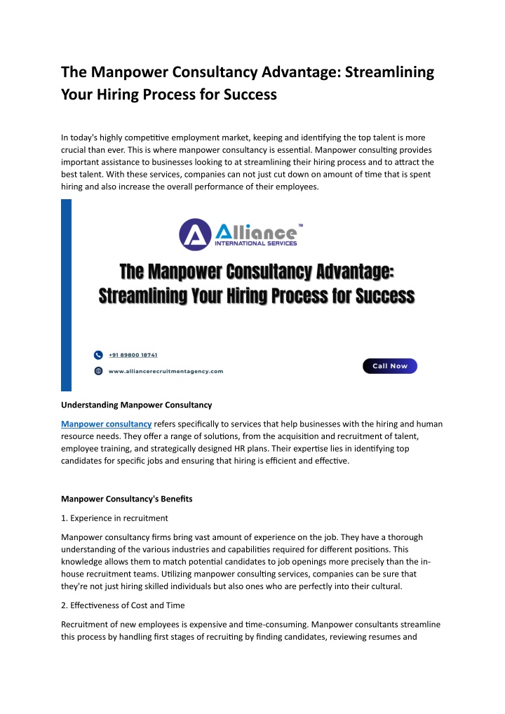 the manpower consultancy advantage streamlining