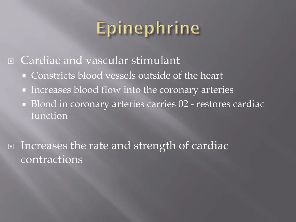 cardiac and vascular stimulant constricts blood