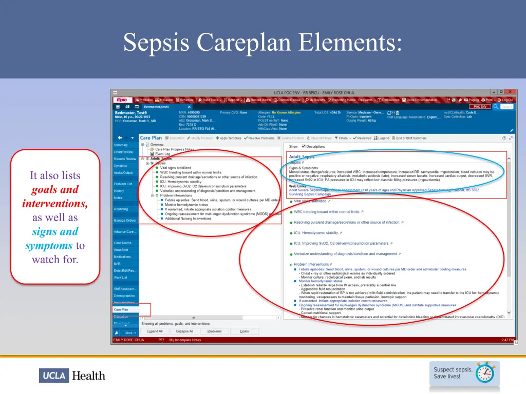 sepsis careplan elements 2