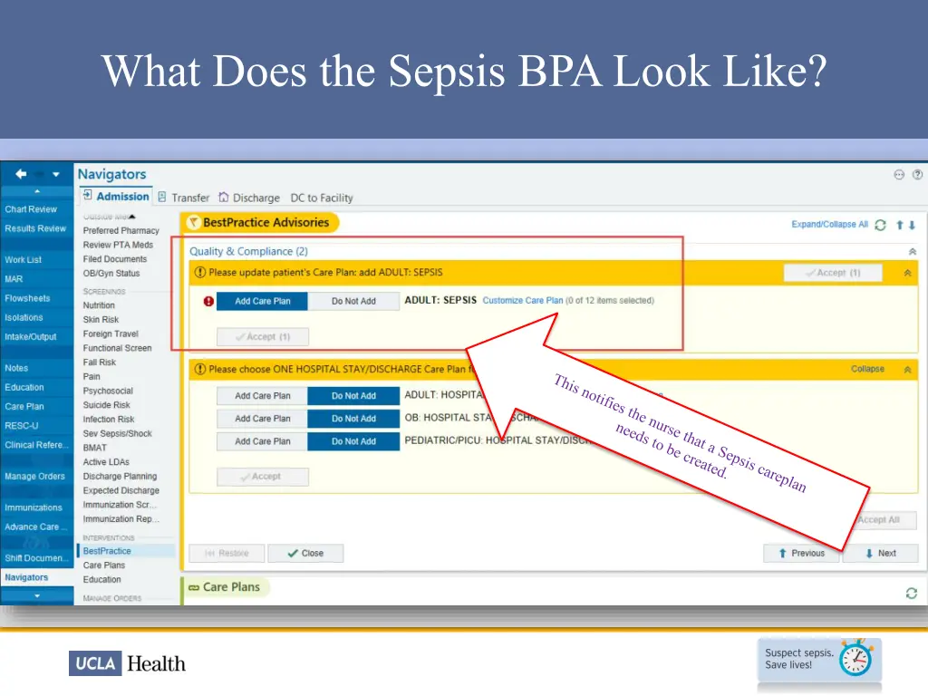 what does the sepsis bpa look like