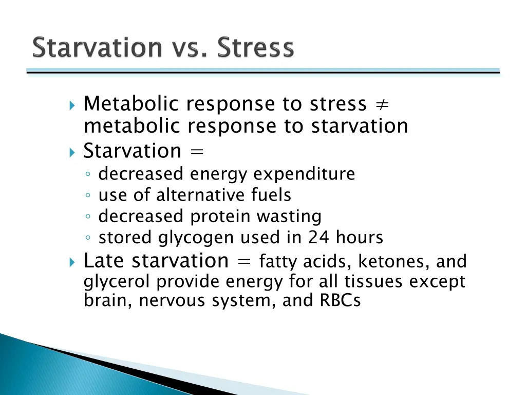 metabolic response to stress metabolic response