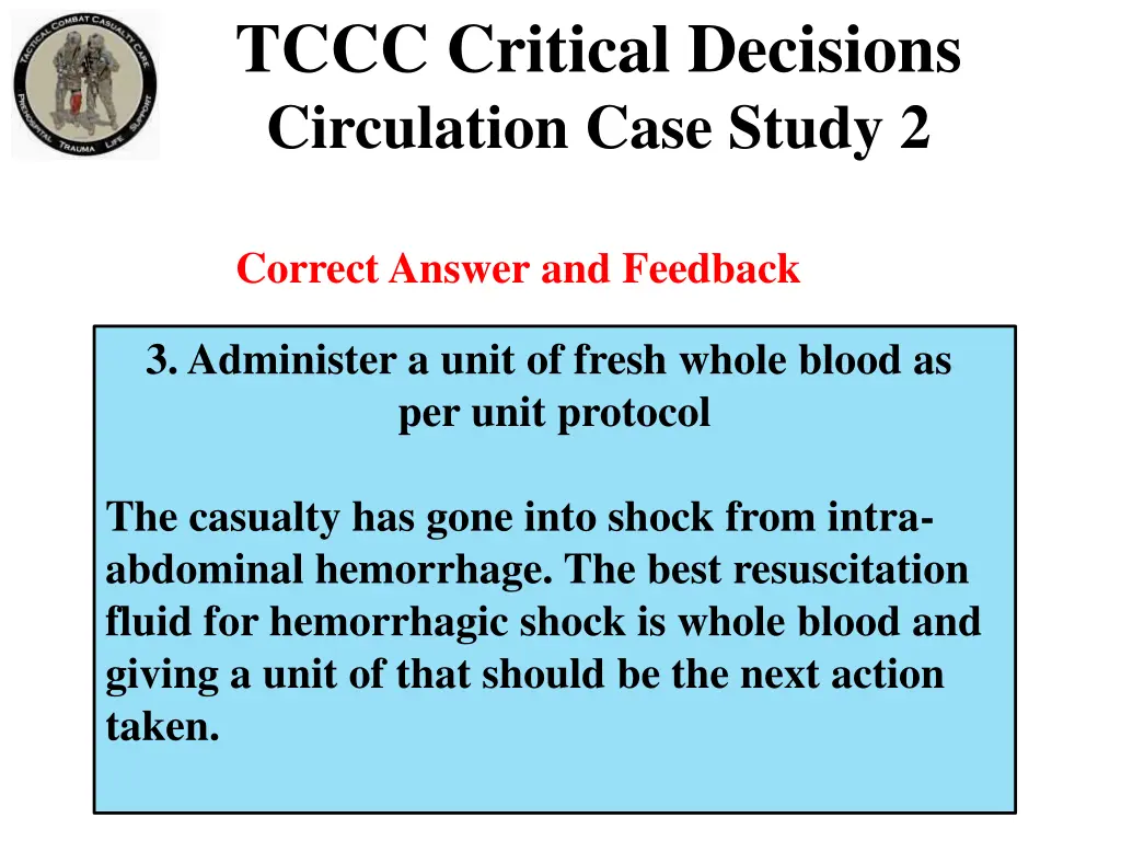 tccc critical decisions circulation case study 2 4