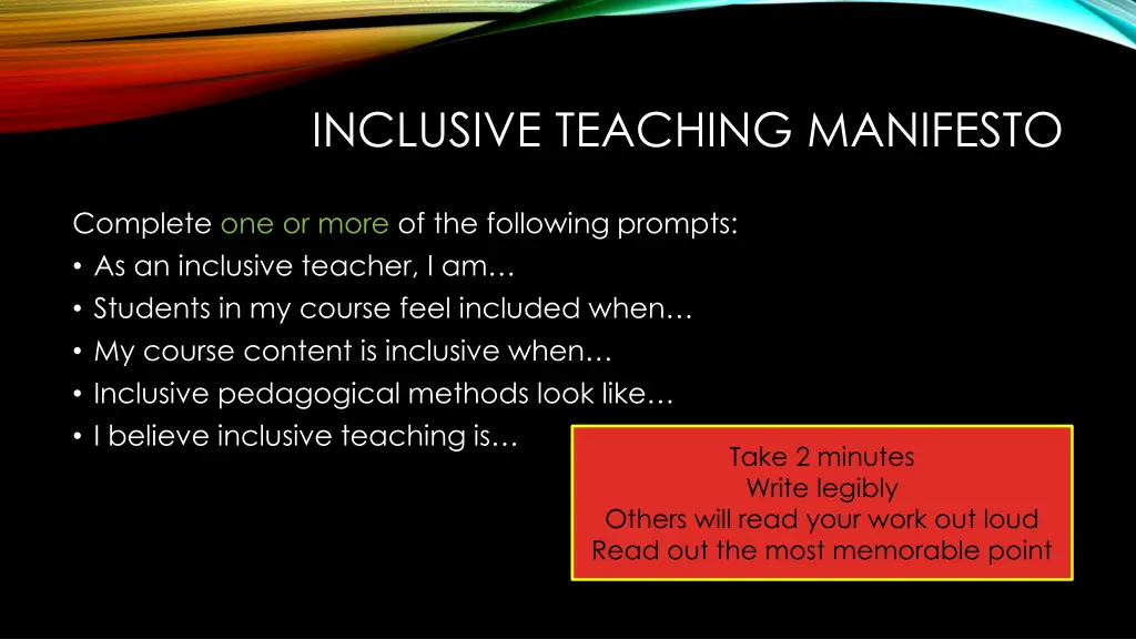 inclusive teaching manifesto