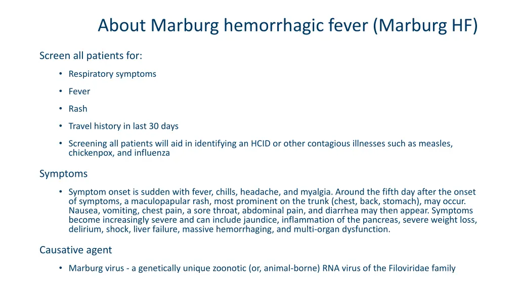 about marburg hemorrhagic fever marburg hf