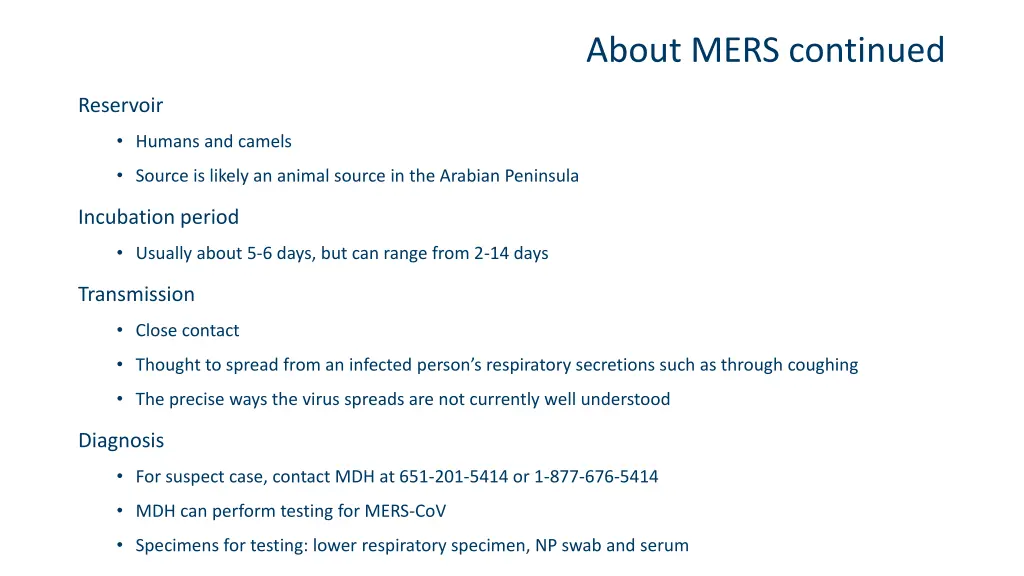 about mers continued