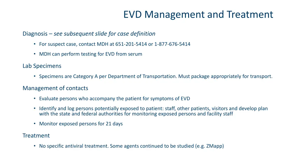 evd management and treatment