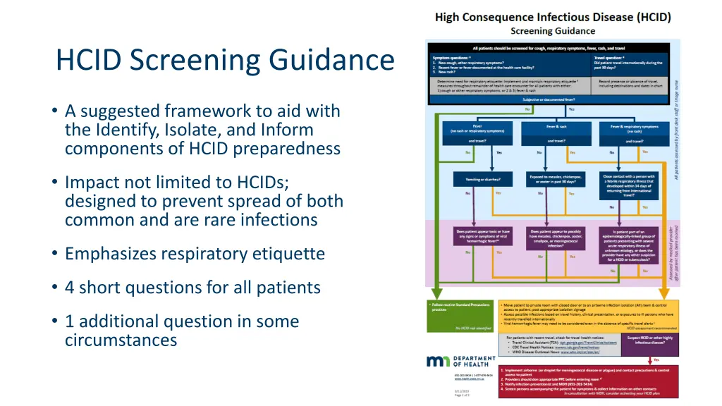 hcid screening guidance