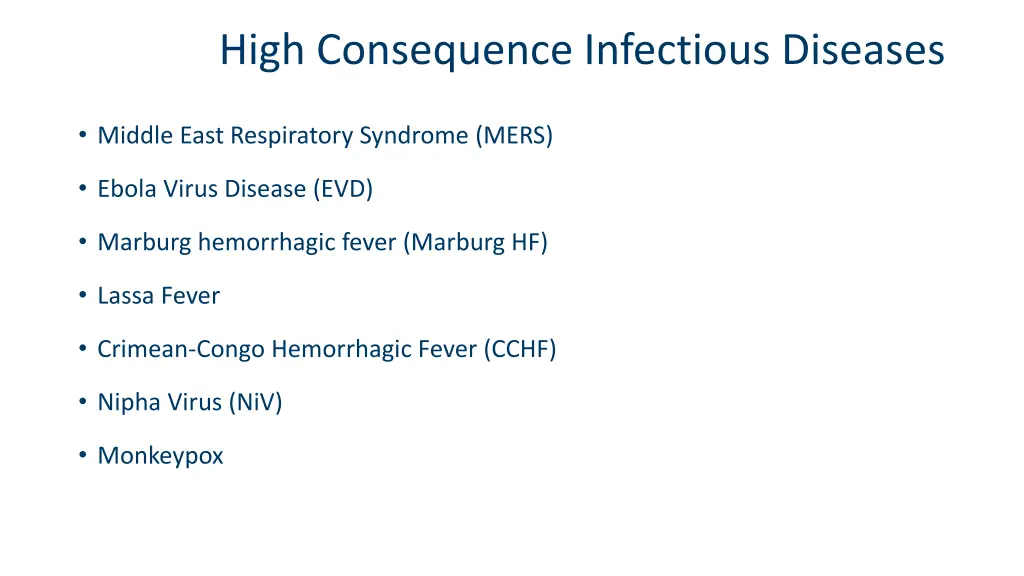 high consequence infectious diseases