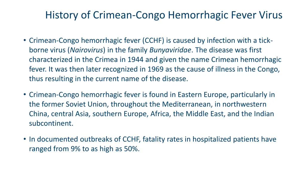 history of crimean congo hemorrhagic fever virus