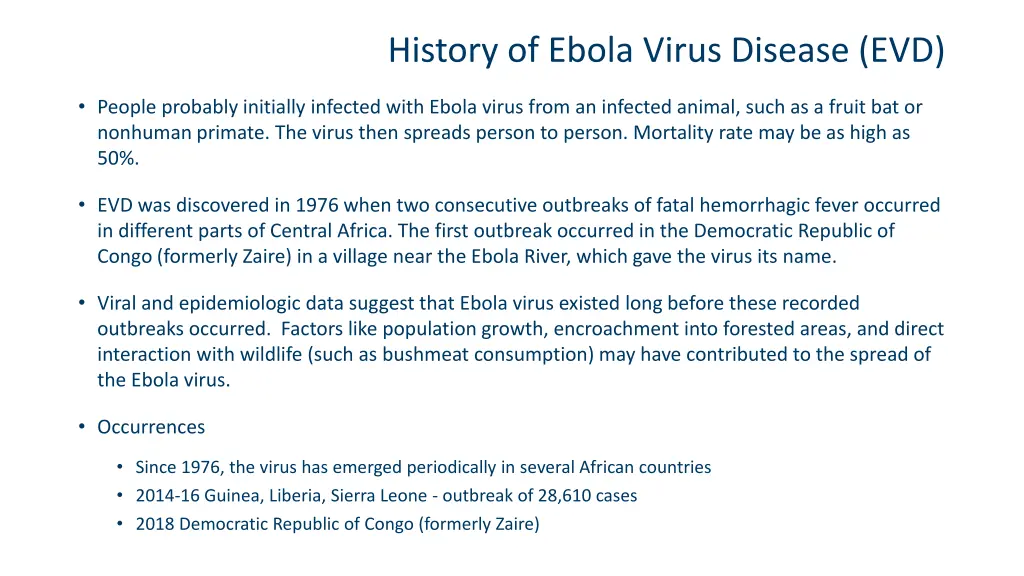 history of ebola virus disease evd