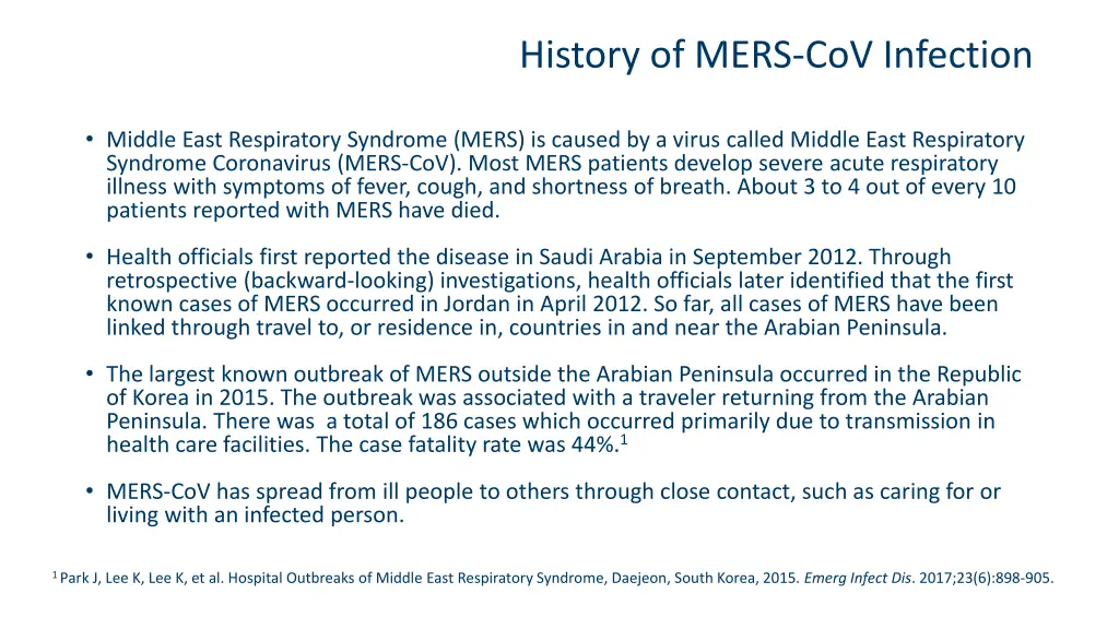 history of mers cov infection