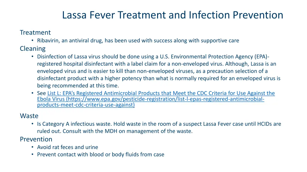 lassa fever treatment and infection prevention