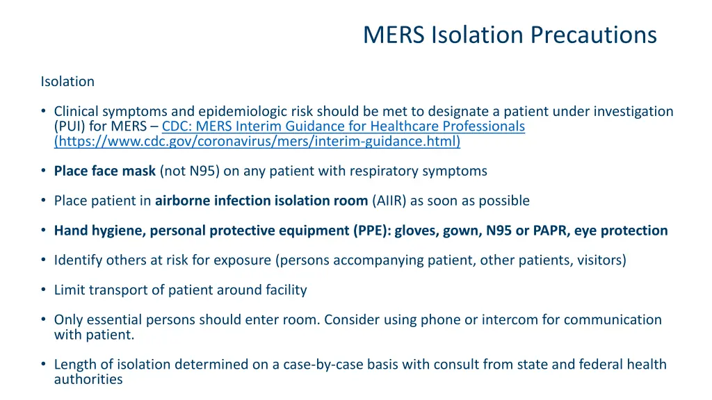 mers isolation precautions