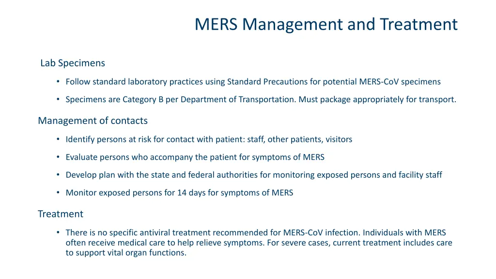 mers management and treatment