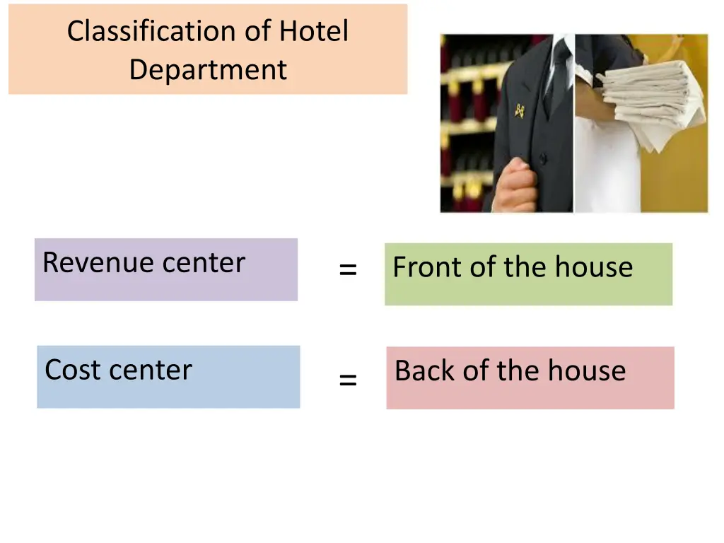 classification of hotel department