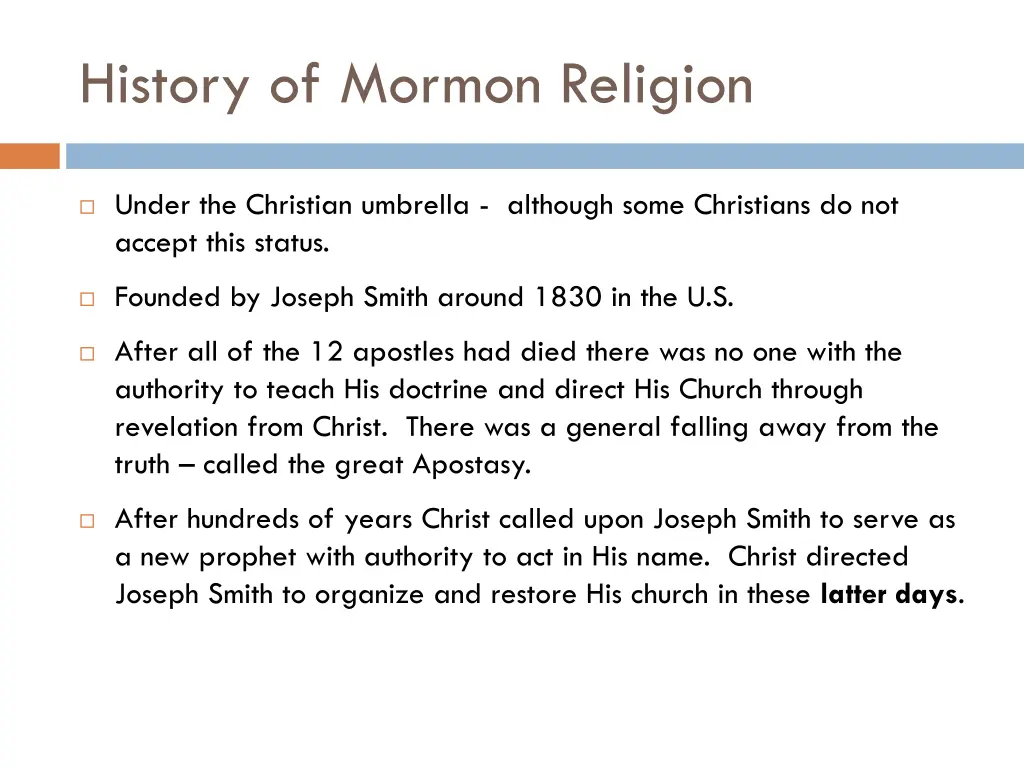 history of mormon religion